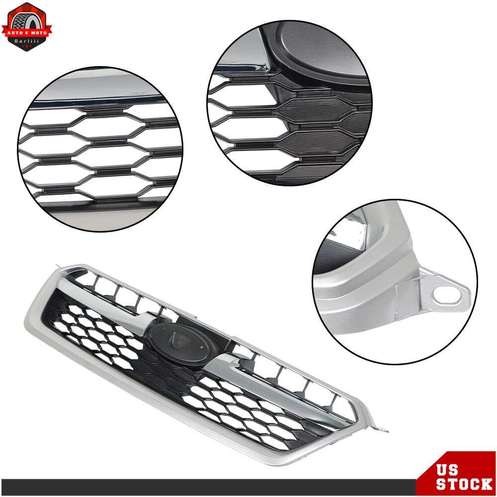 Front Upper Bumper Grille Fit For 2012-2014 Subaru Impreza Black W/Chrome Trim