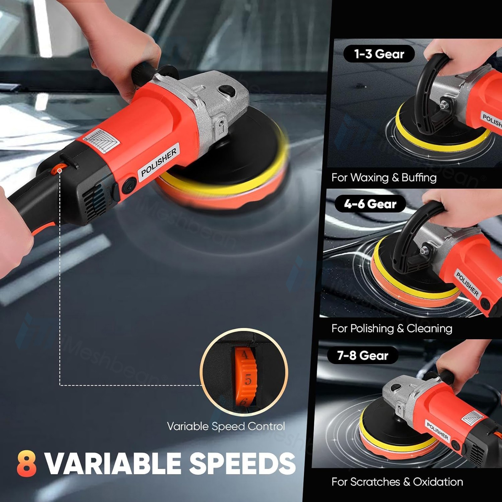 48V Cordless Polisher 5″ Car Detailing Buffer & Sander & Drill Machine Battery