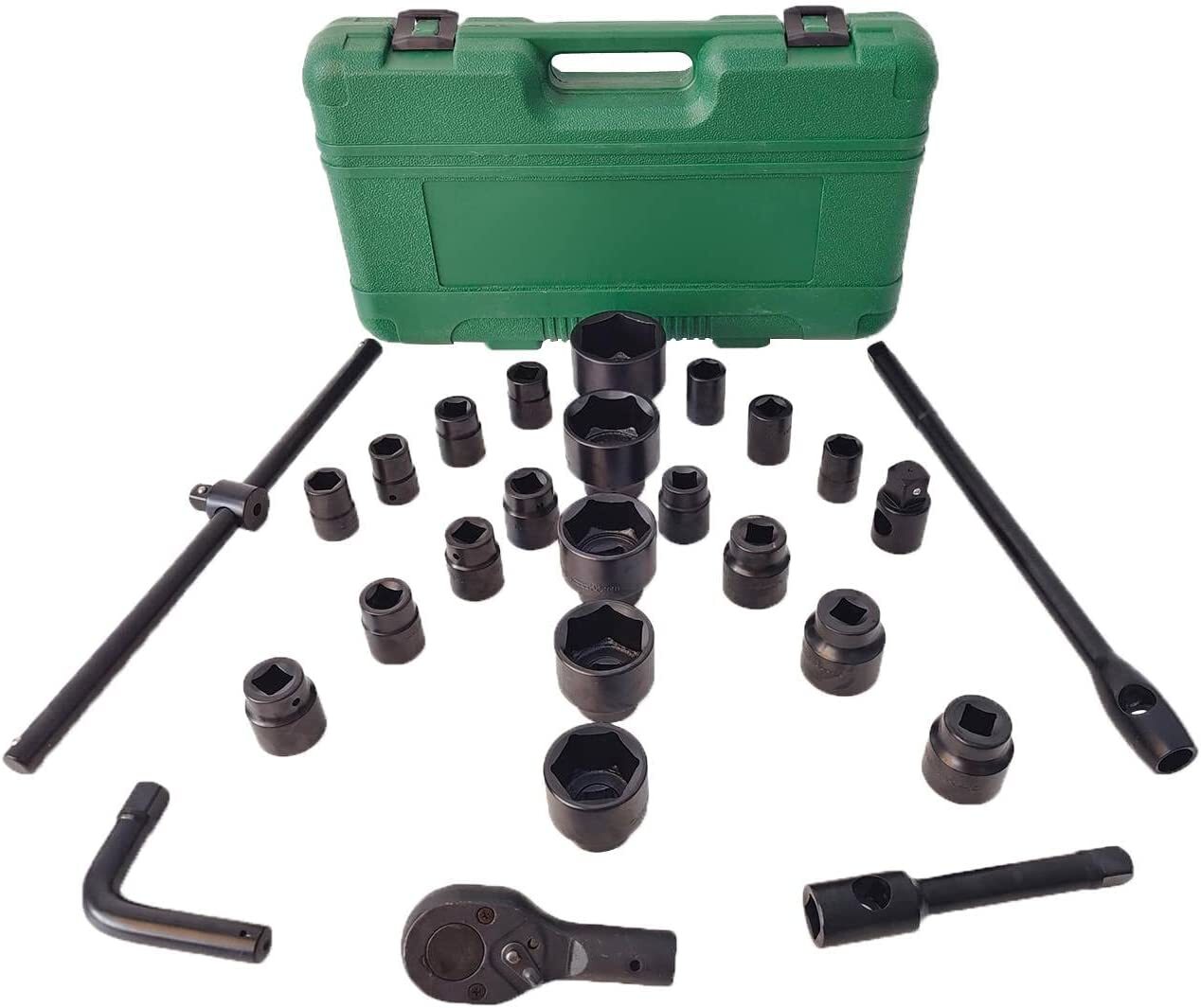 26 Pcs 3/4″ Drive Impact Socket Set Cr-V Chrome Vanadium Steel Standard Metric