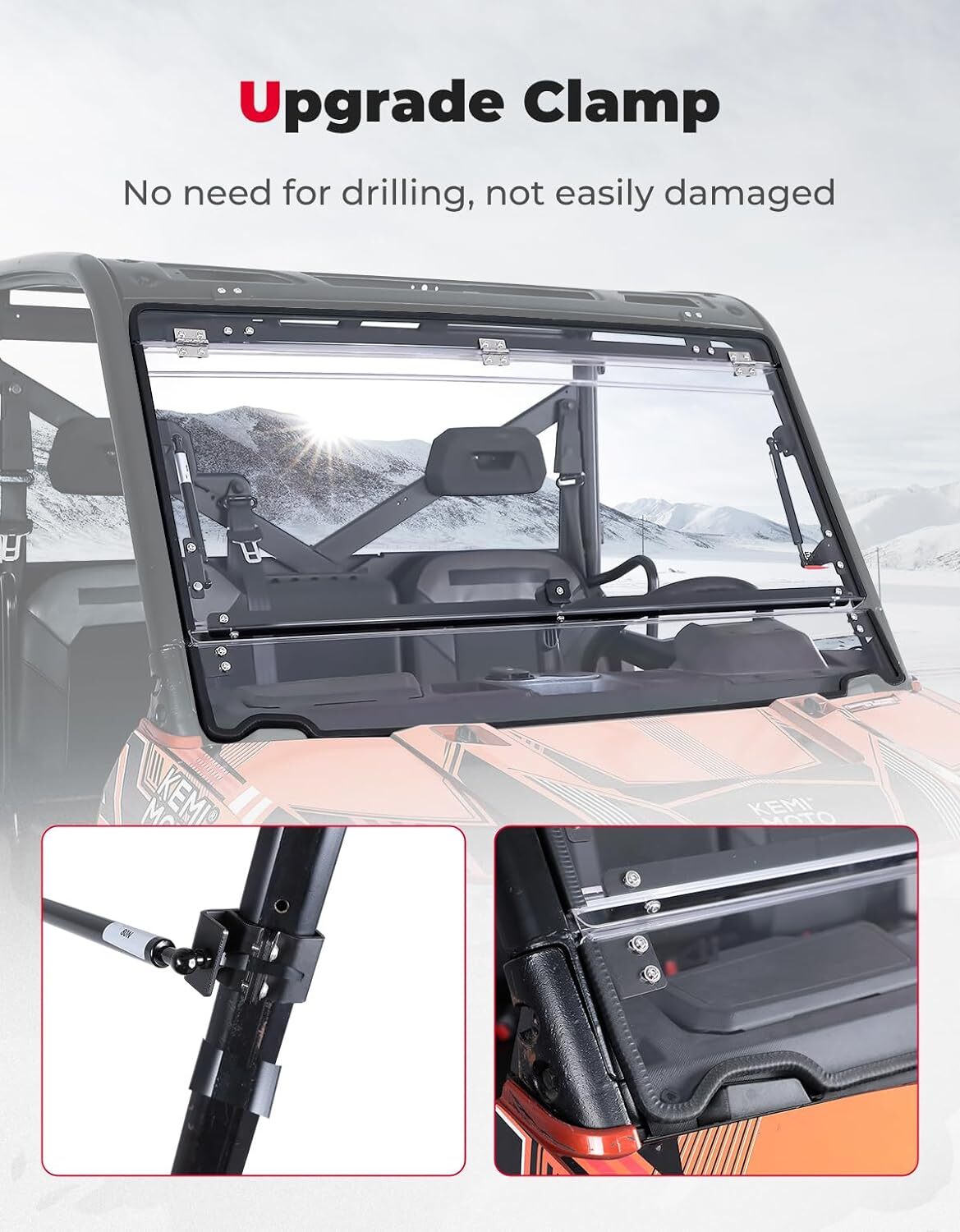 Scratch Resistant Front Flip Windshield for Polaris Ranger XP 900/ 1000 Crew