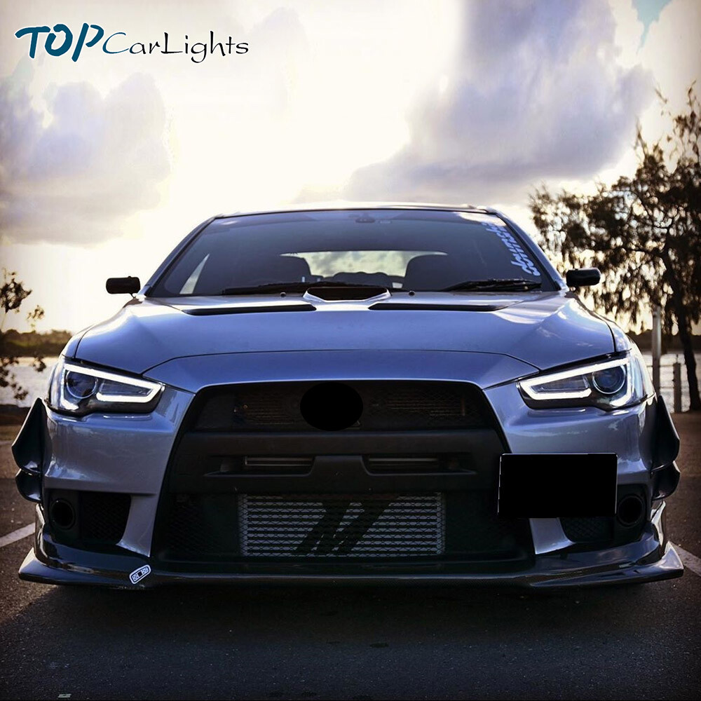 Pair LED Projector Headlights For Mitsubishi Lancer/Evo 2008-2017 w/Sequential
