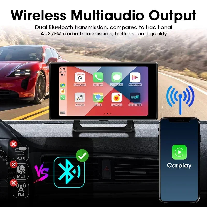 Portable 5 Inch 4K Car DVR Dash Cam Wireless Carplay & Android WIFI GPS