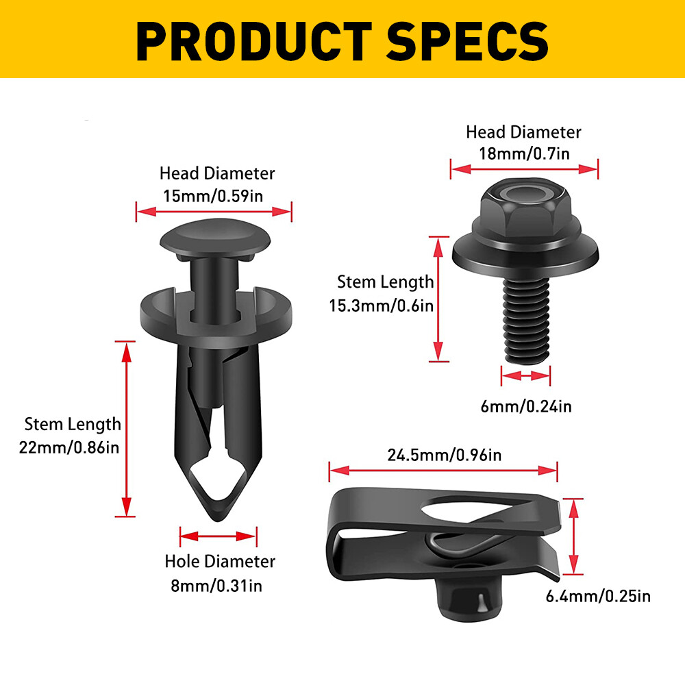28pc Car Engine Splash Shield Bumper Hardware Kit Body Bolt Screw nut Clip Rivet