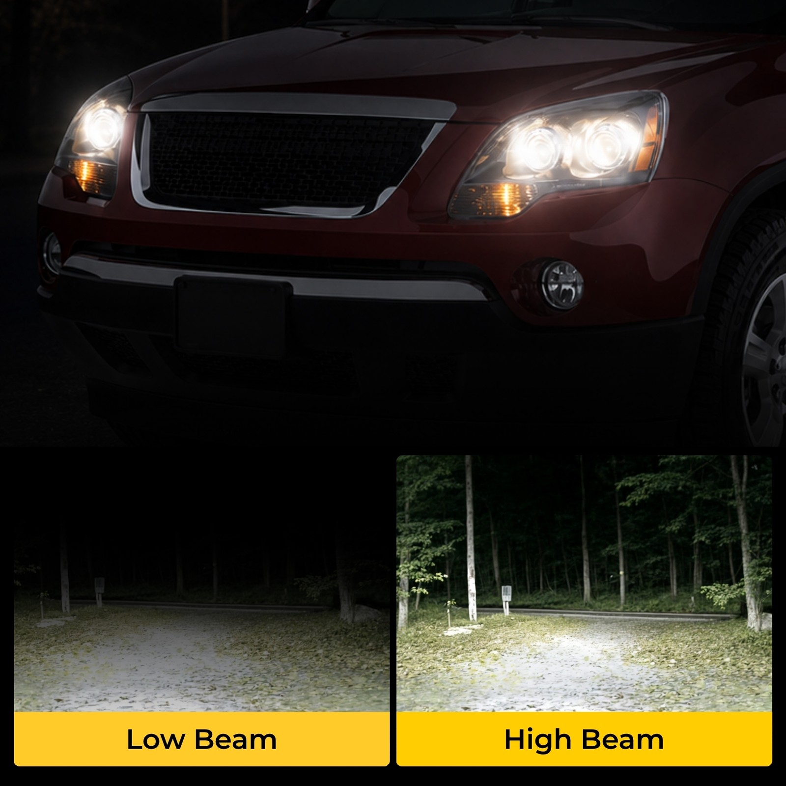 VRC Black Amber Projector Headlights for 2007-2012 GMC Acadia Left & Right Side