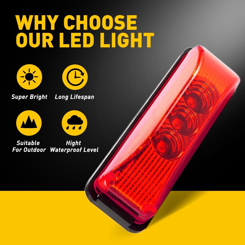4x Red 4″*1.33″ LED Side Marker Clearance Lights Waterproof for Trailer Truck RV