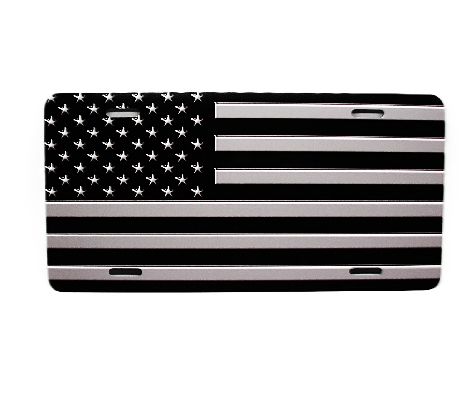 AMERICAN TACTICAL FLAG METAL CAR NOVELTY LICENSE PLATE TAG BLACK CHROME FINISH