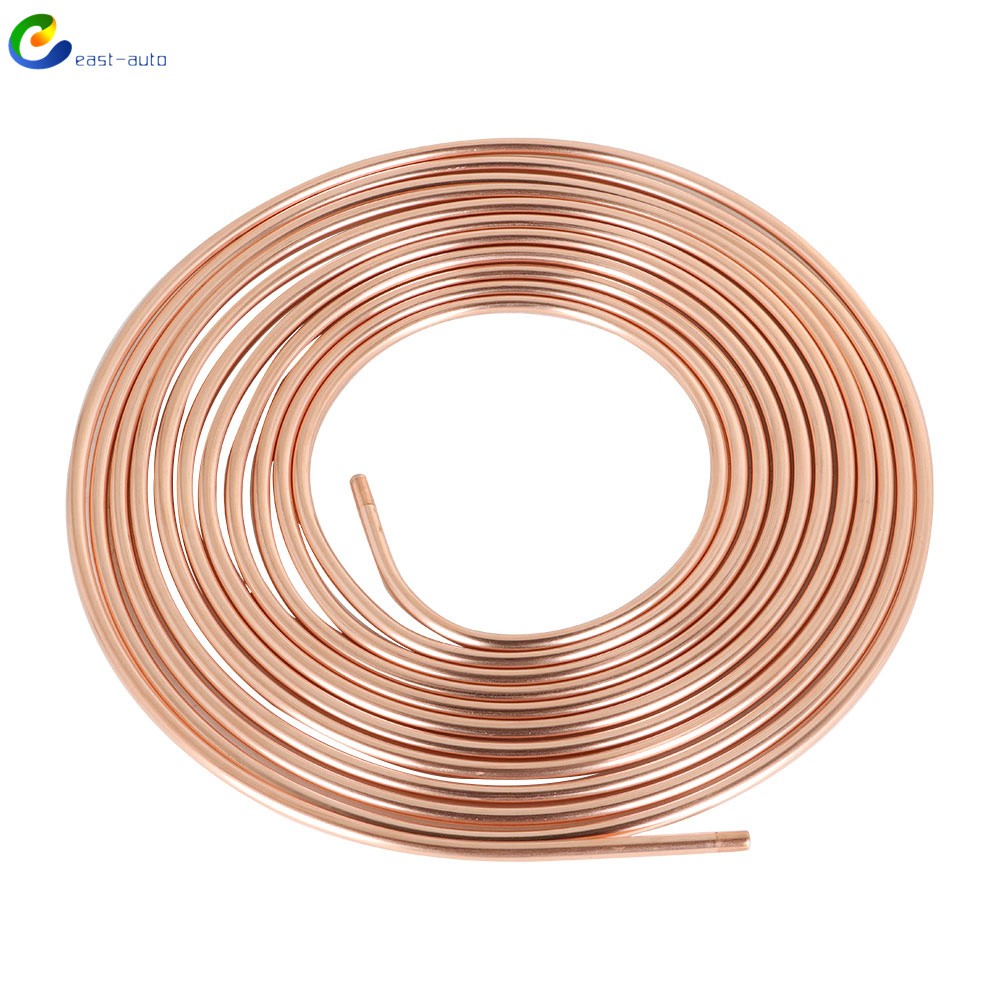 25 Ft Coil Roll 1/4 OD w/ 16 Fittings Copper Plated Brake Line Tubing Kit
