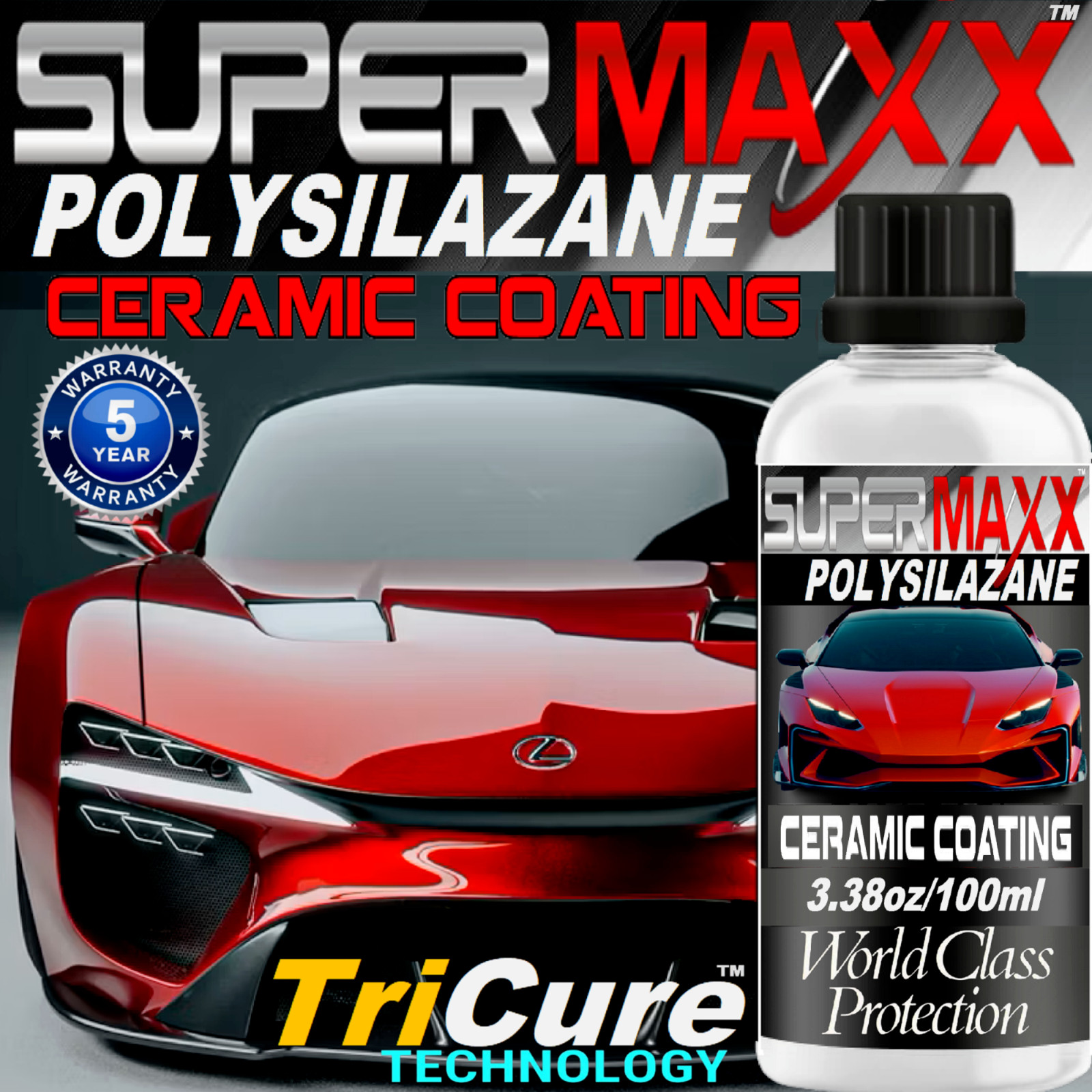 NANO CERAMIC CAR COATING “5 YEAR” HIGH GLOSS TRICURE “ADVANCED PAINT PROTECTION”