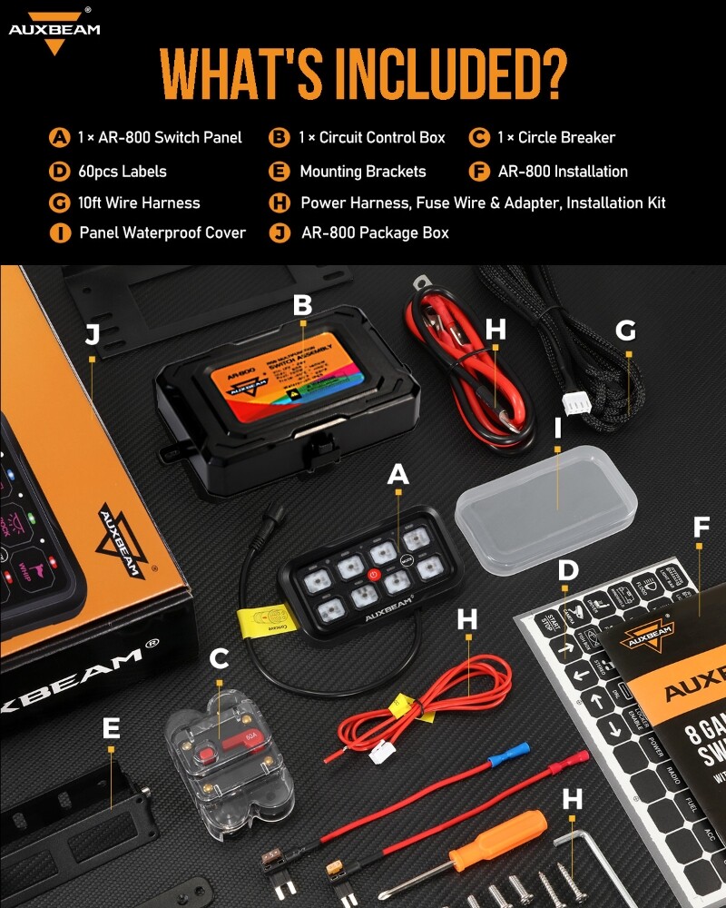 AUXBEAM AR-800 RGB 8Gang Switch Panel bluetooth APP For Dodge Ram 1500 2019-2023