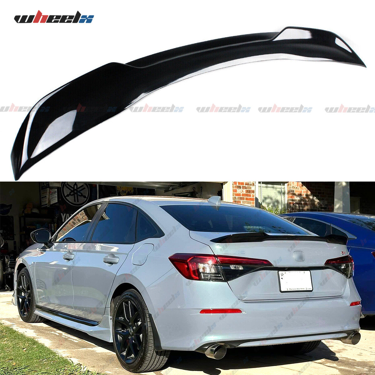 For 2022 23 24 2025 Honda Civic Sedan Si Factory Style Trunk Spoiler Wing Black