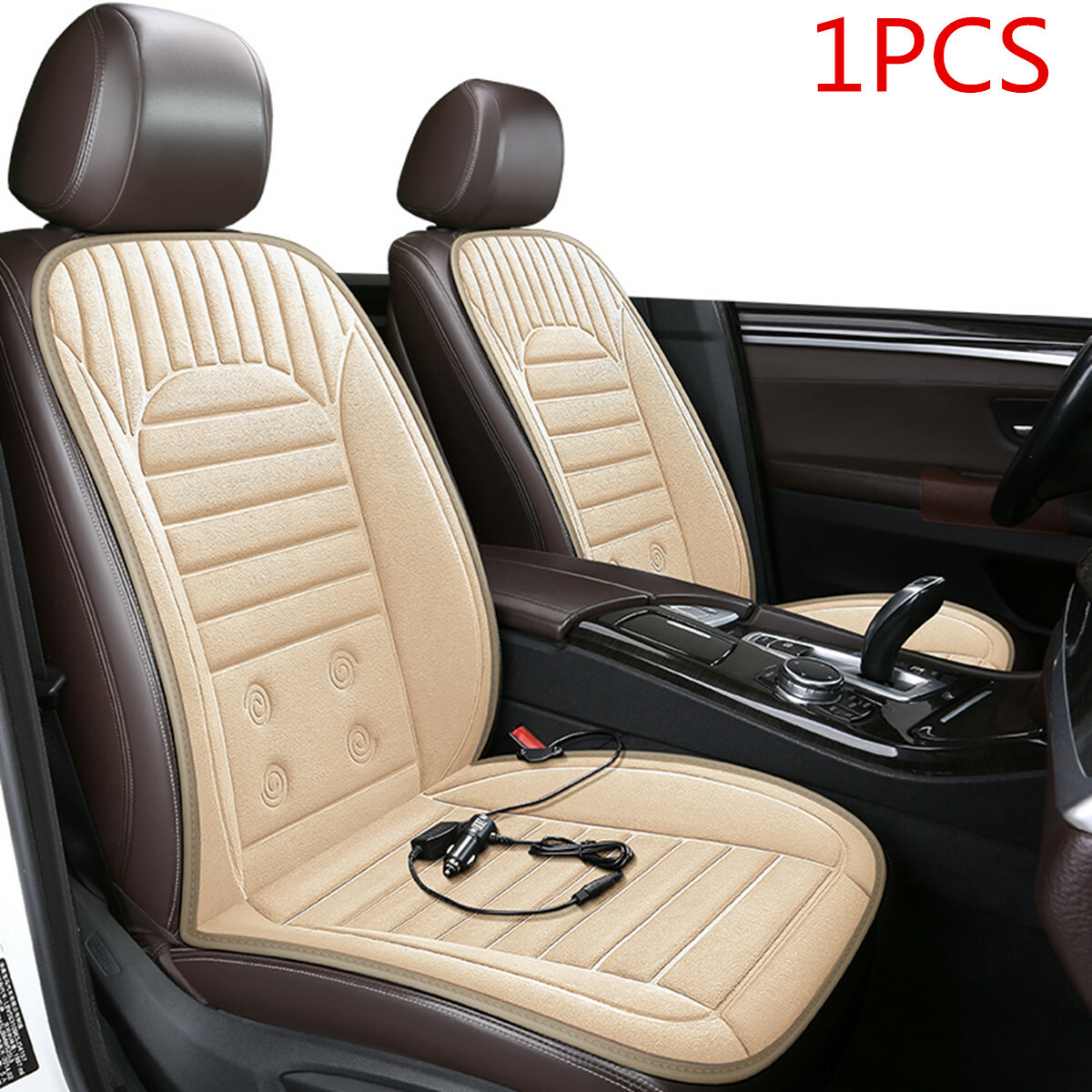 Short Plush Heated Car Seat Cover 12V Heating Warmer Pad Chair Hot Cushion Trim