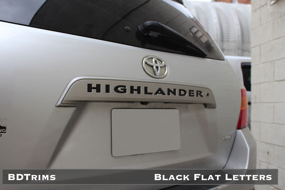 BDTrims | Black Tailgate Letters for Toyota Highlander ABS Plastic Inserts