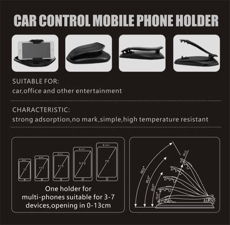 Phone Mount Holder Clip Car Dashboard Stand For 3in-7in Cell Phone Adjustable