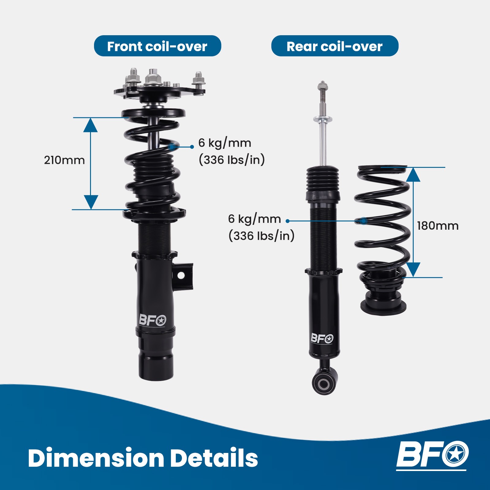 BFO Shocks Struts Coilovers Suspension Kit for Honda Civic Si Only 2017-2021