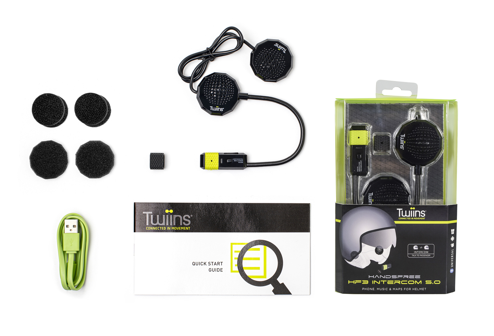 Twiins HF3 5.0 Intercom Bluetooth Motorcycle Helmet Communication Headset