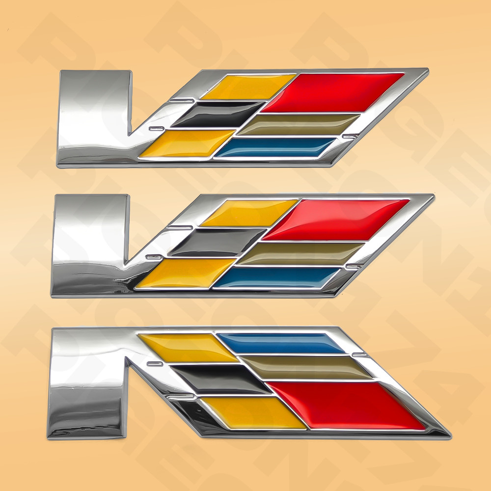 3pcs V Emblem Silver 3D Metal Rear Fender Badge For CTS SRX STS Nameplate