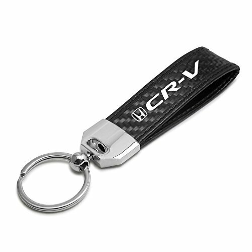 Honda CR-V Real Carbon Fiber Leather Key Chain with Black Stitching