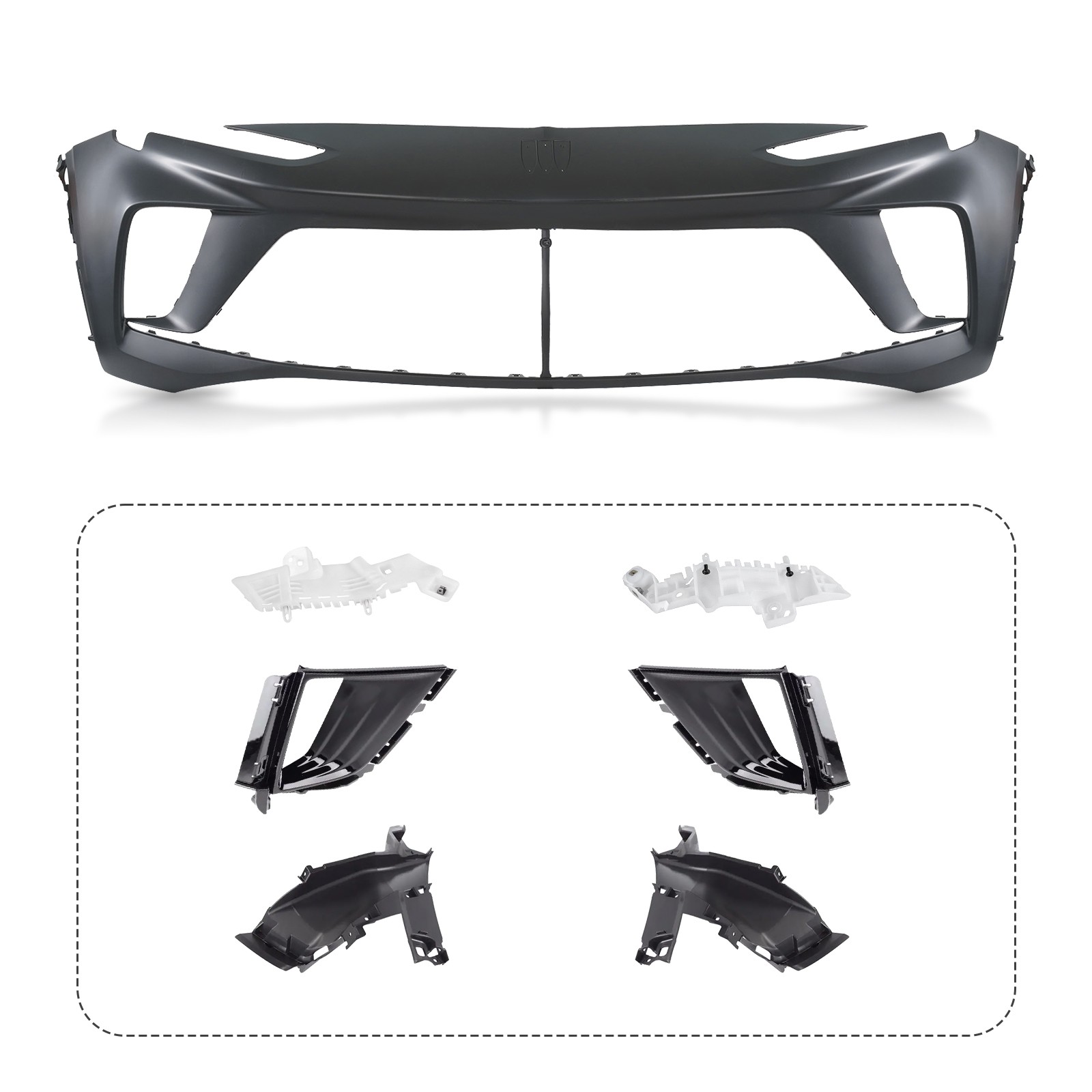 Front Upper Bumper Cover For 2024-2026 Buick Encore GX w/Ducts& Bezels& Brackets