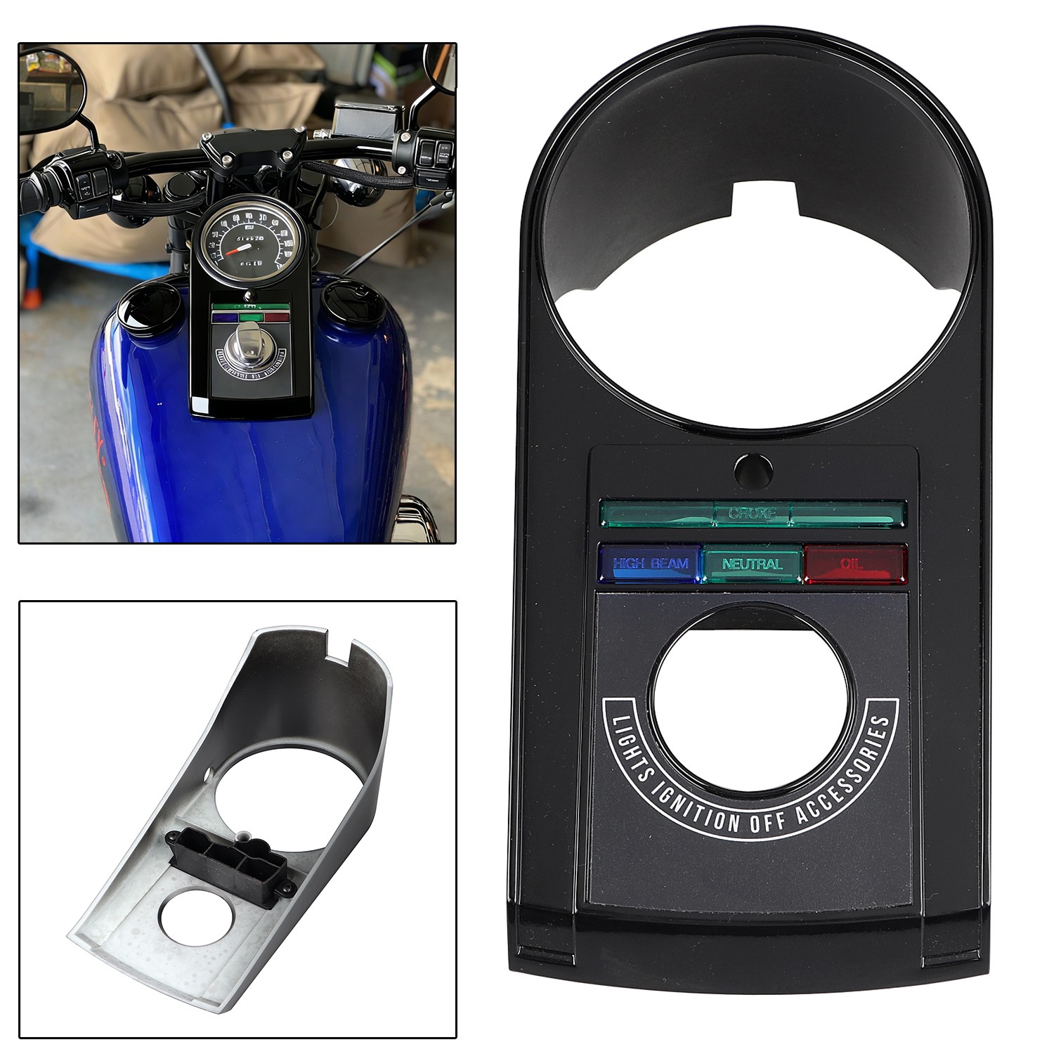 Black ABS Plastic Front Speedo Dash Panel Cover Kit For Harley Electra Glide FLH