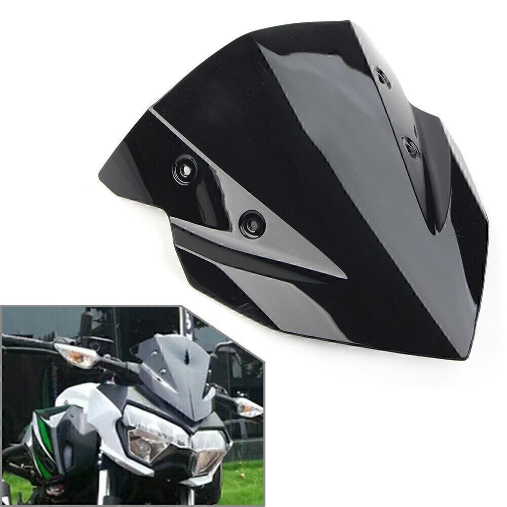 1x Motorcycle Windshield Windscreen For Kawasaki Z400 2018-22 ABS Plastic Black