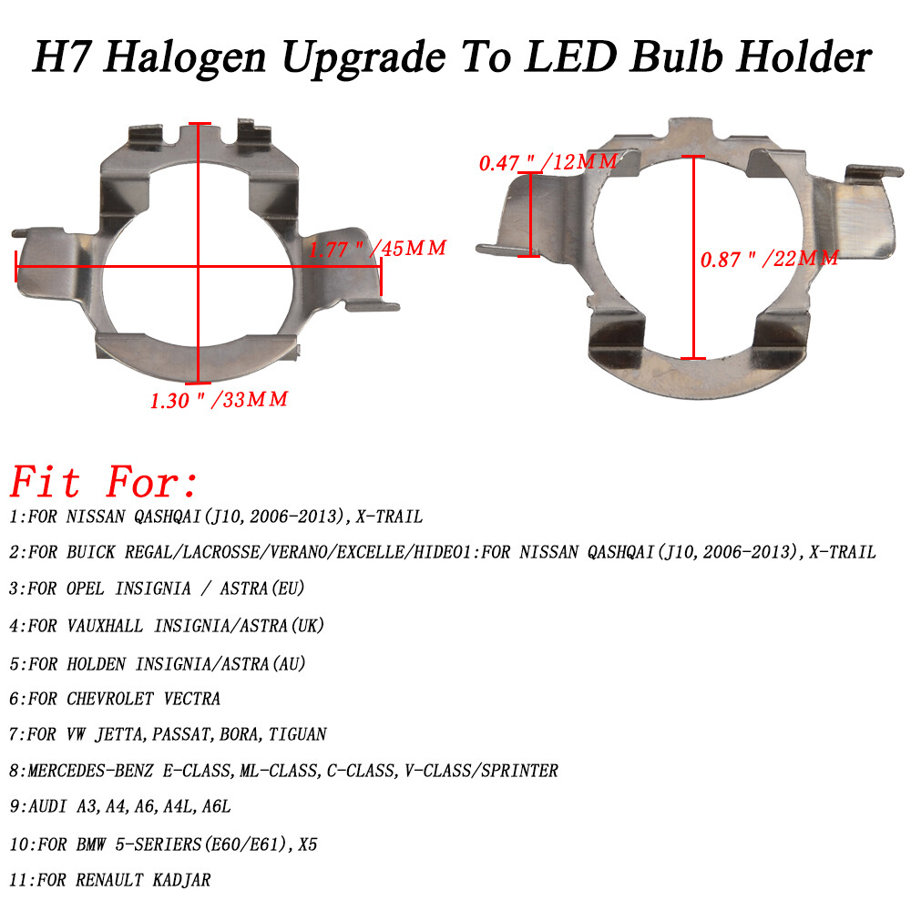 H7 LED Bulb Adapter Retainer Socket Holder For Volkswagen fit Passat fit Tiguan