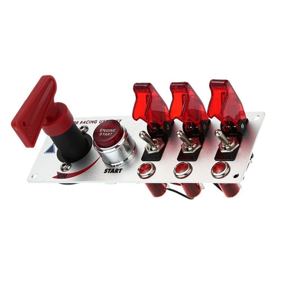 Racing Car Carbon Ignition Button Switch Panel Engine Start Push LED 12V Toggle