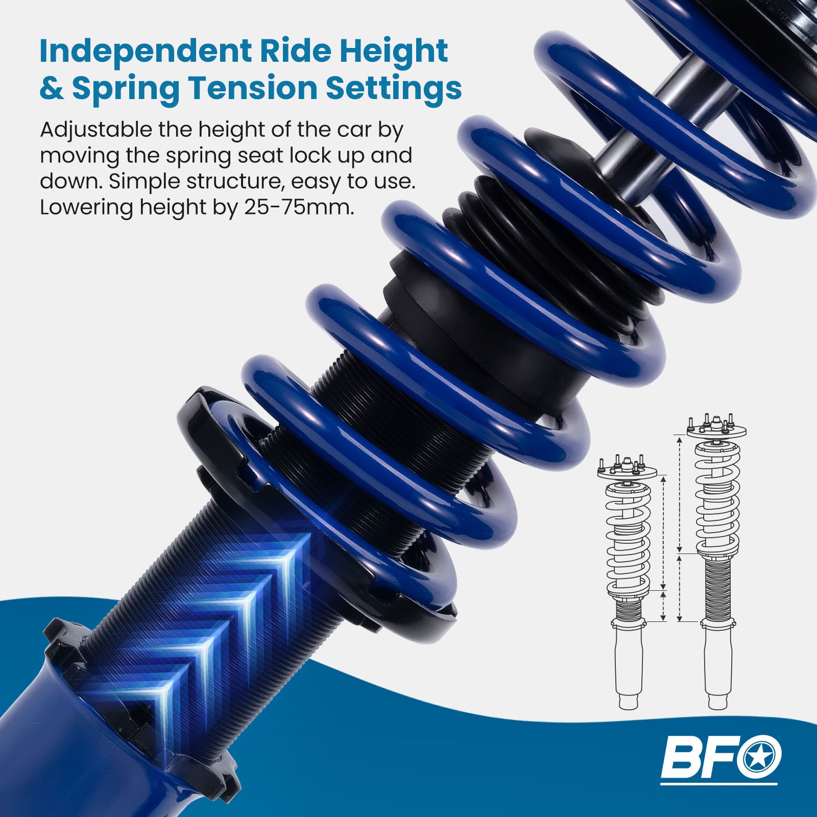 BFO Coilovers Struts Kit For Honda Civic Si EX LX Sedan 2006-2011 Adj. Height