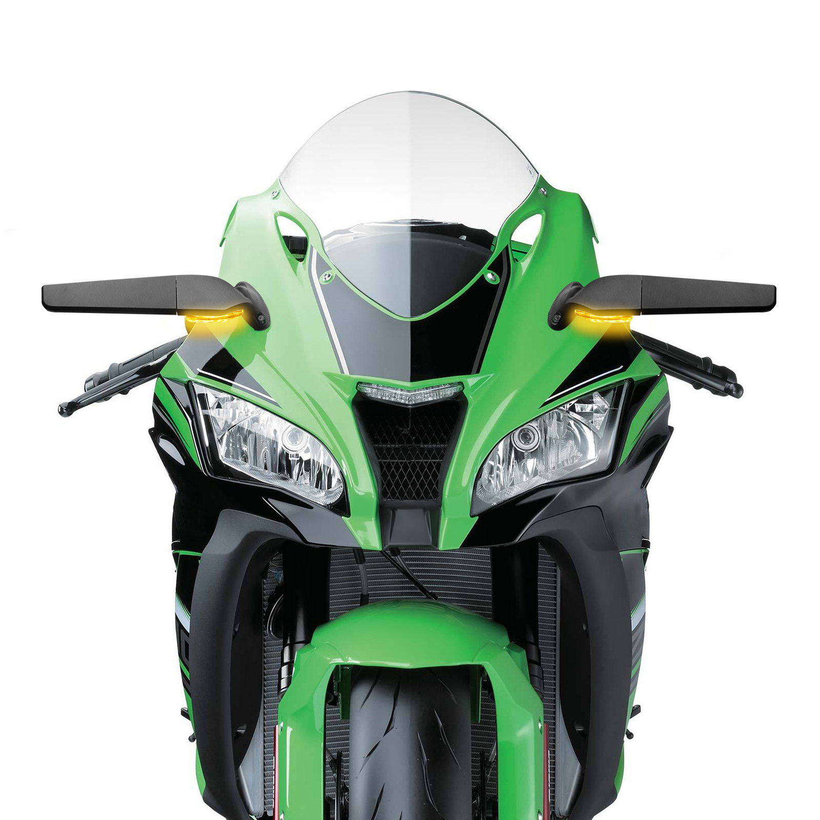 LED Turn Siganl Light Rearview Wind Wing Mirrors For Kawasaki NINJA ZX10R ZX1000