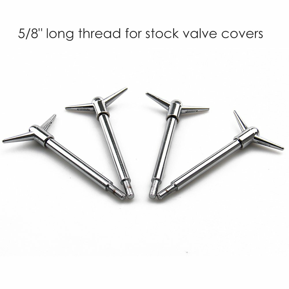 4PCS 4″ Valve Cover Bolt/Stud For Chevy V8 SBC 283 350 Hold Down Wing 1/4 in-20
