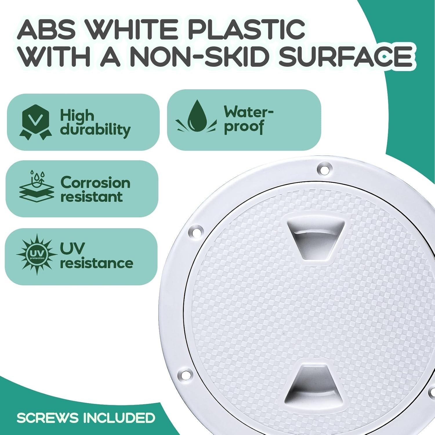 2pcs Boat Round Hatch Cover White 4″ 6″ 8″ Round Inspection Deck Hatch