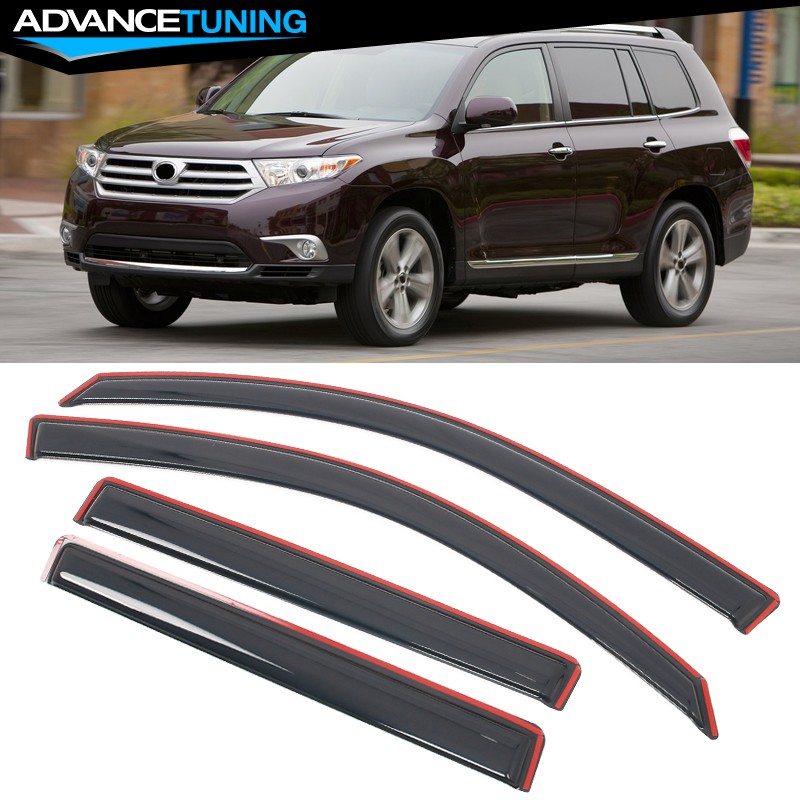 For 08-13 Toyota Highlander In-Channel Side Window Visor Acrylic Rain Wind Guard