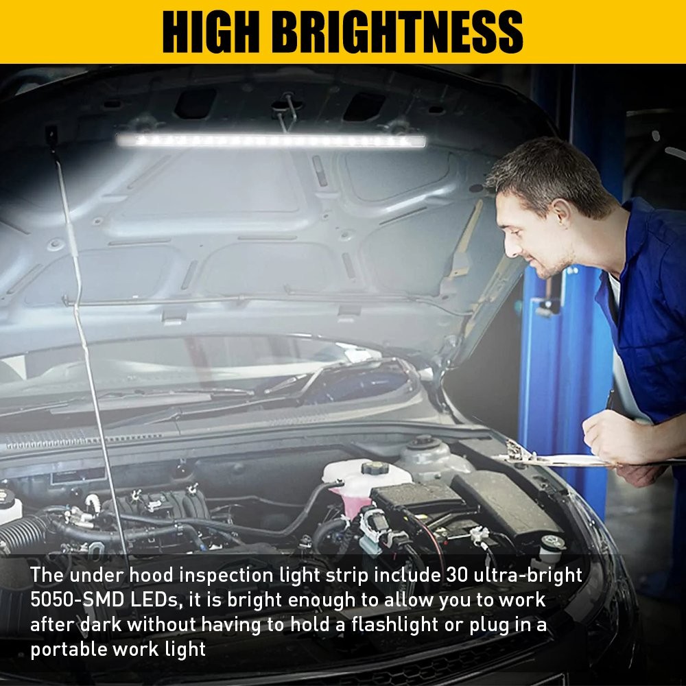 Universal Under Hood LED Bright Light Strip Kit Automatic on/off IP67 6000K 12v