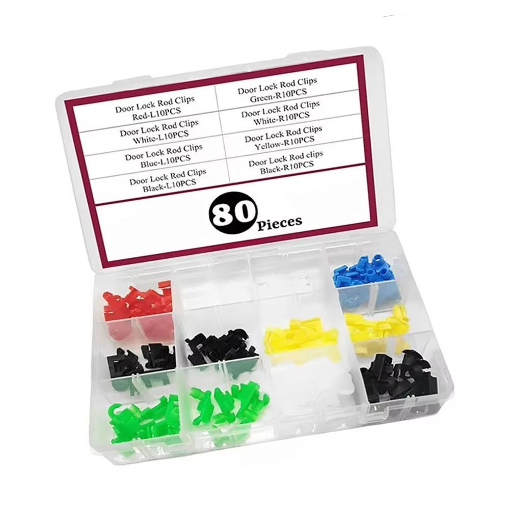 80PC Door Lock Rod Clip Set Lock Linkage Fixing Door Handles Fasteners Fixing