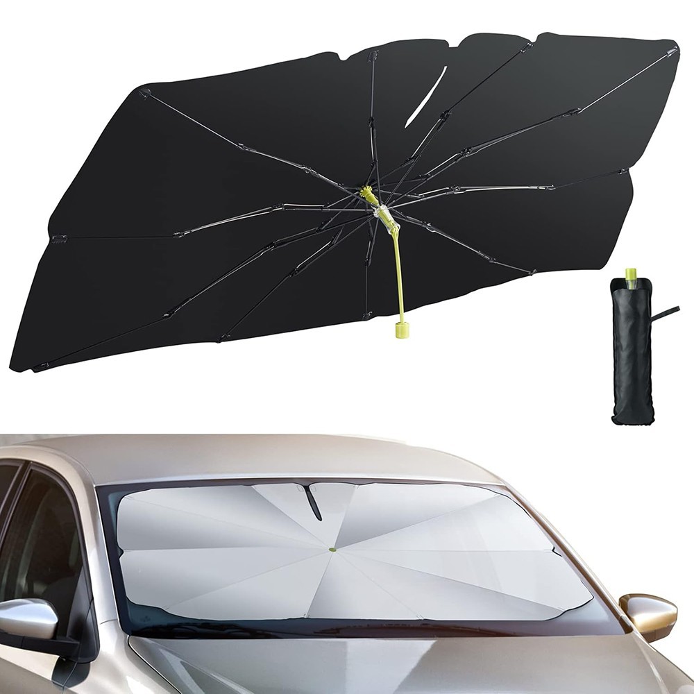 2-in-1 Windshield Sun Shades Visor Window Breaker Foldable UV Umbrella Universal