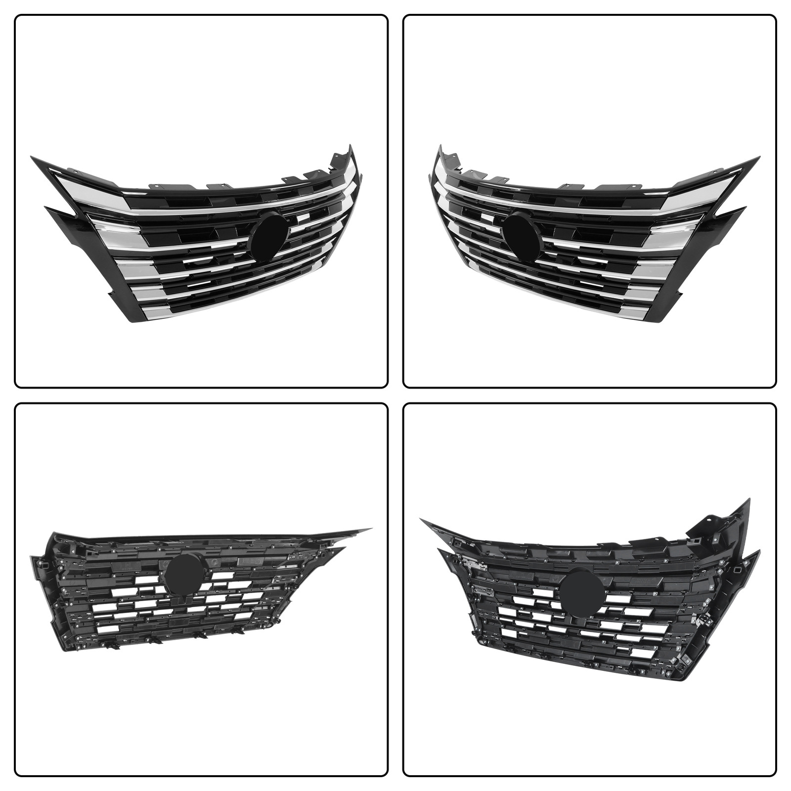 Front Upper Grille Chrome Black Without Camera Hole For Nissan Rogue 2024-2025