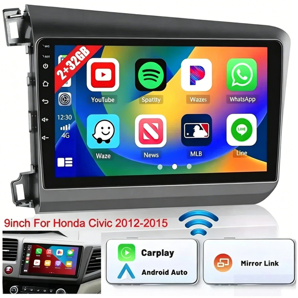 For Honda Civic 2012-2015 Android 15 Car Stereo Radio Carplay GPS MP5 Player 32G