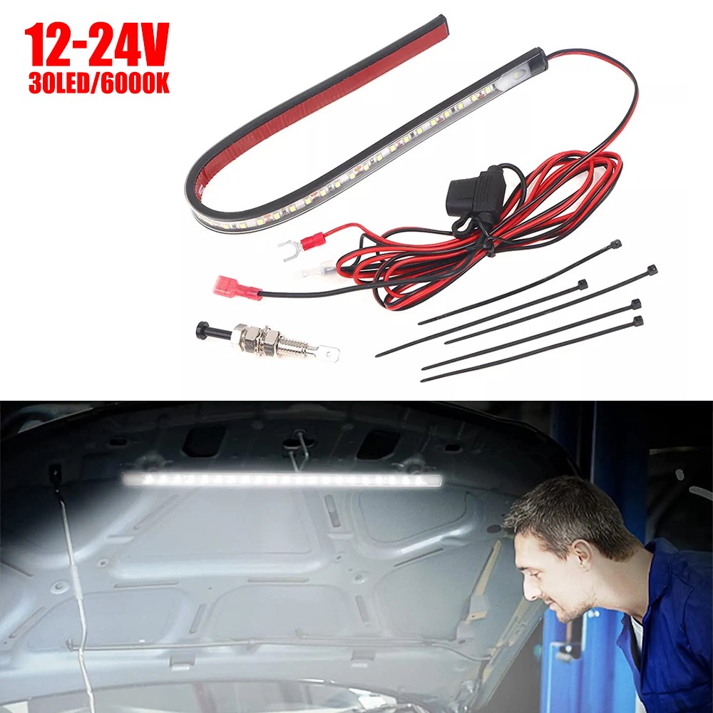 Universal Under Hood LED Bright Light Strip Kit Automatic on/off IP67 6000K 12v