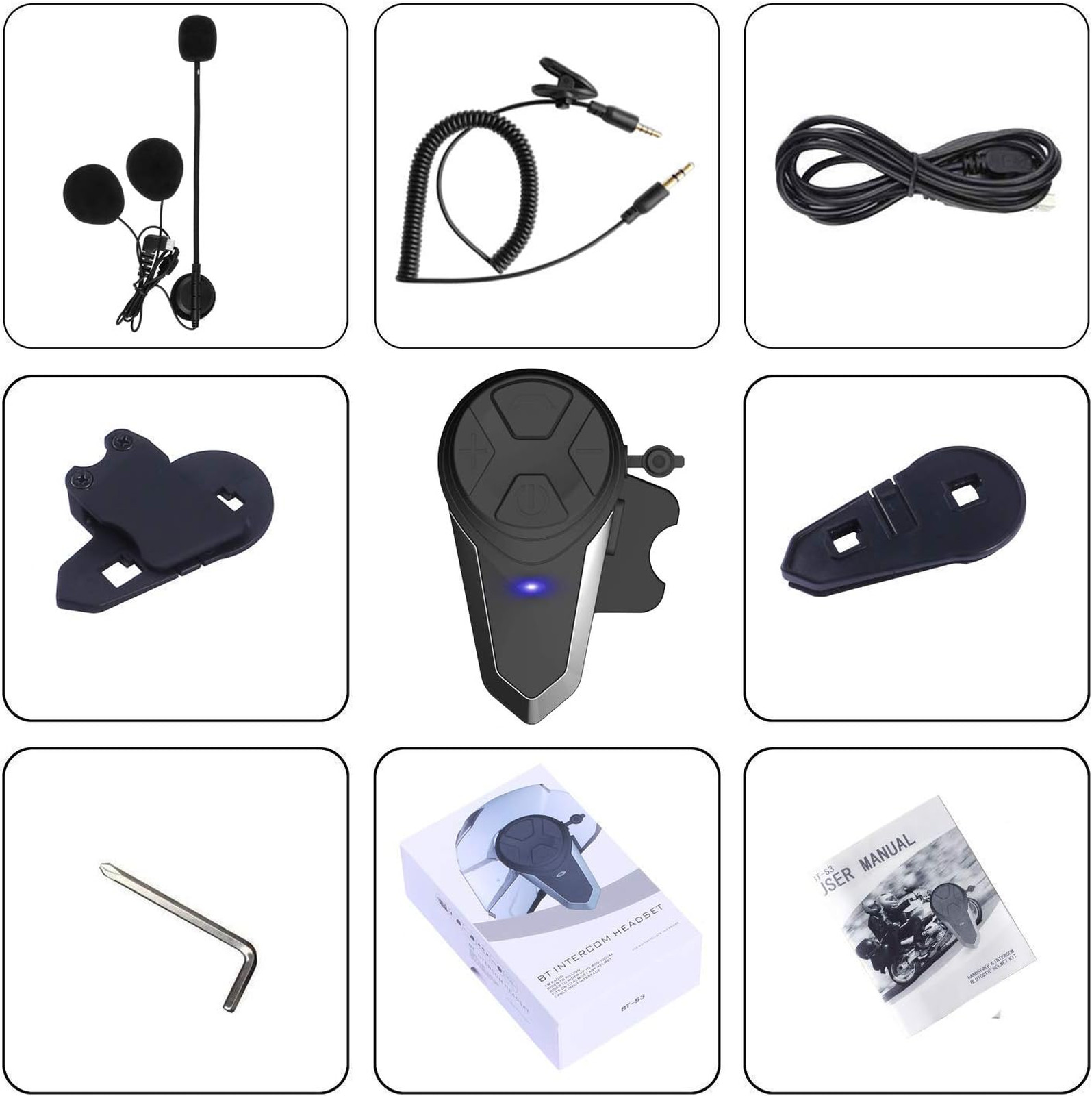 Motorcycle Bluetooth Headset with Noise Reduction Bluetooth 5.0 Helmet Intercom