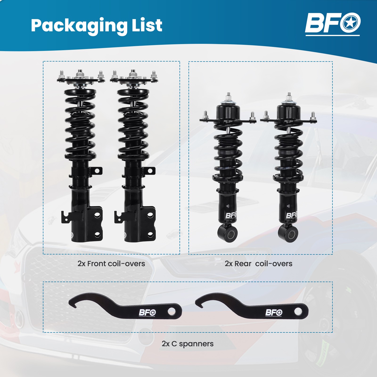 BFO Coilover Lowering Kit For Toyota Corolla 03-08 / Matrix 03-08 E120 E130