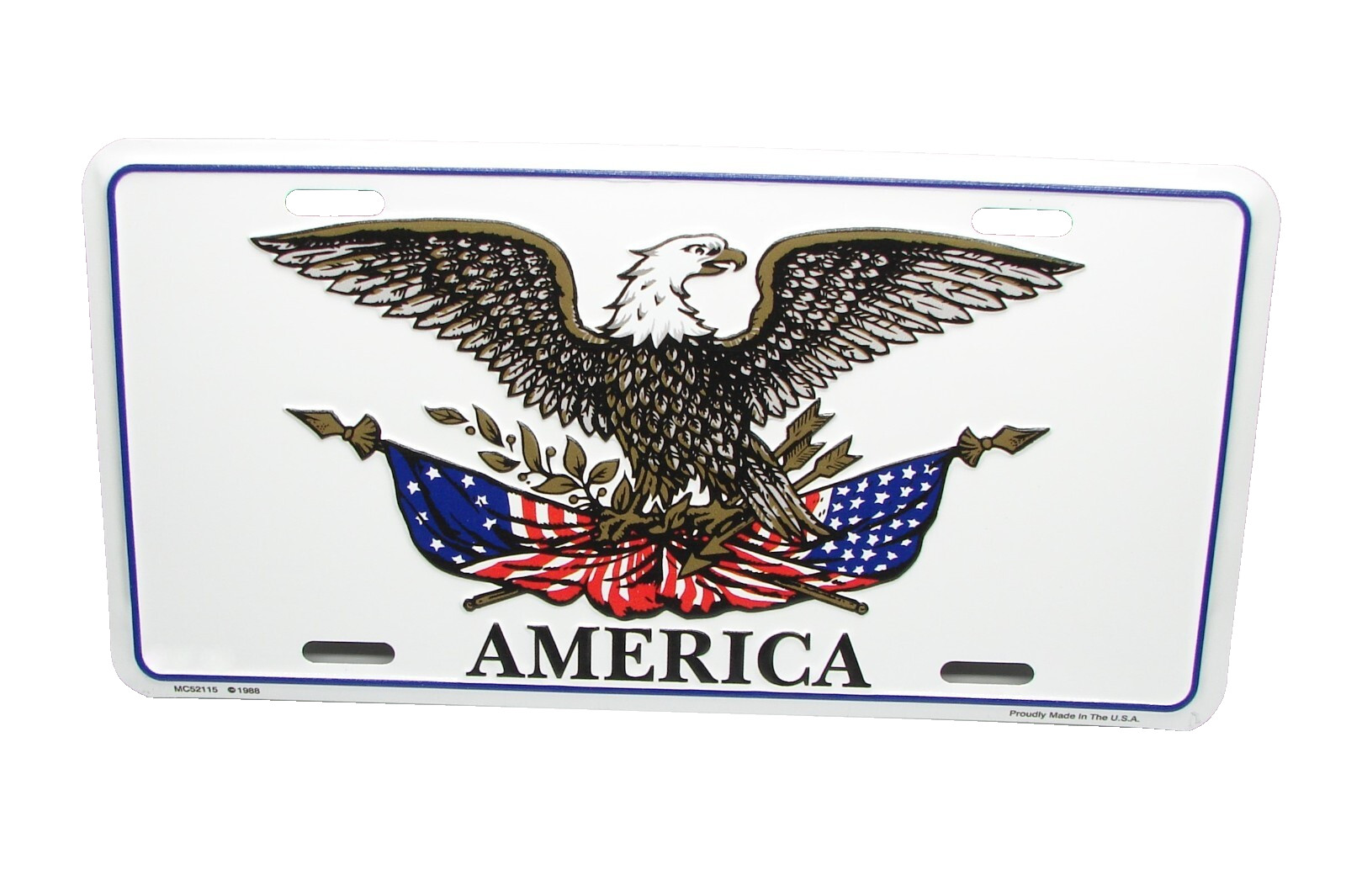 God Bless American Flag Eagle 3D EMBOSSED METAL CAR NOVELTY LICENSE PLATE TAG