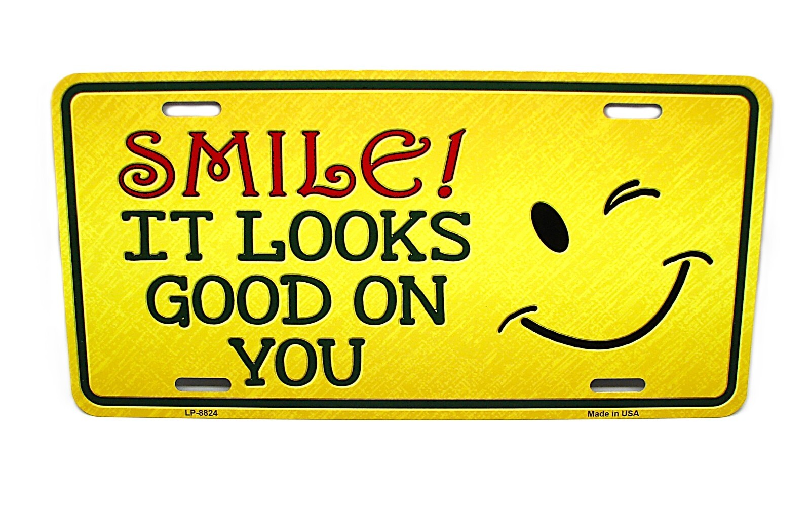 SMILEY EMOJI HAPPY FACE EMOTICON SMILE BE HAPPY METAL CAR NOVELTY LICENSE PLATE
