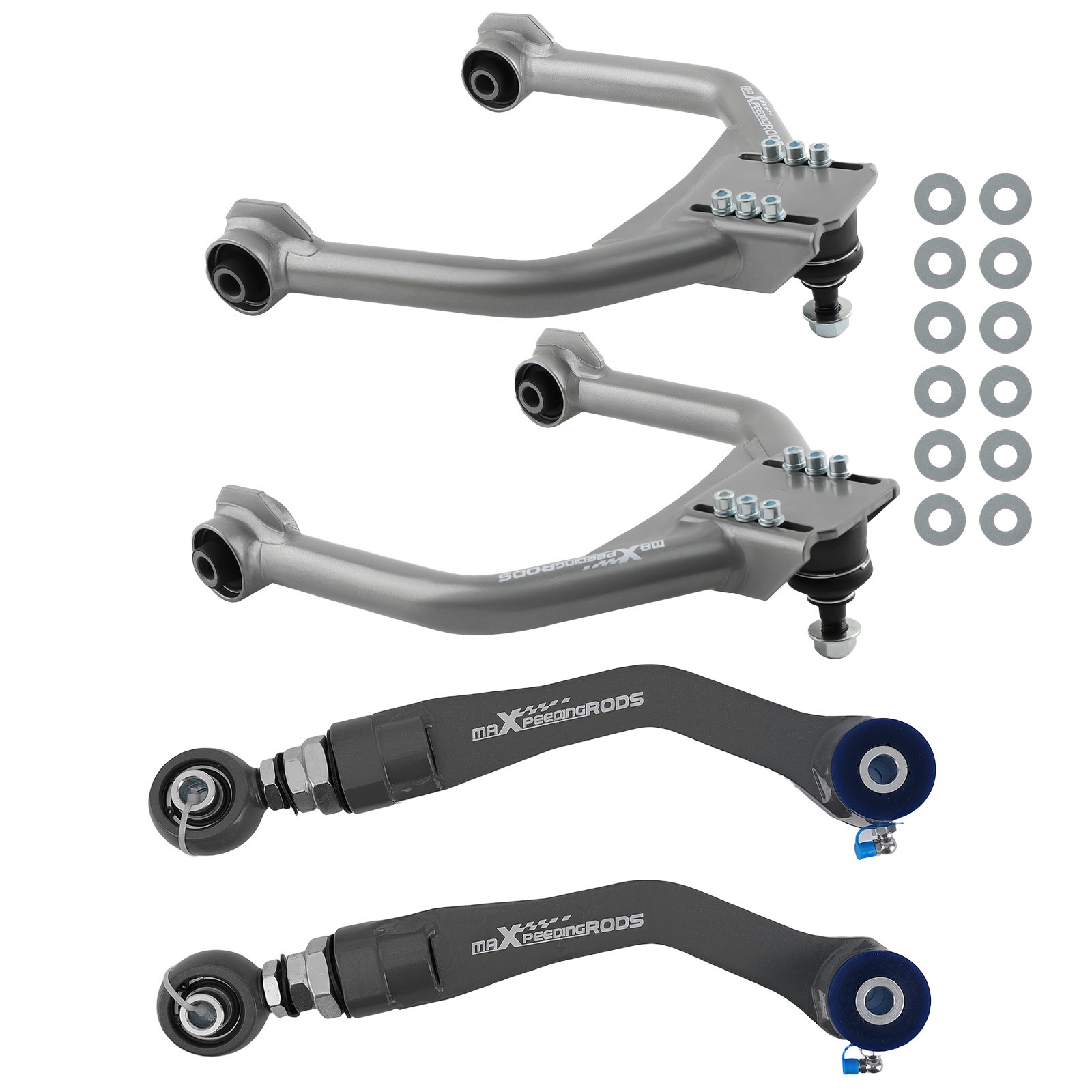 Rear + Front Upper Adjustable Camber Control Arm Kit for Chrysler 300 05-23 RWD