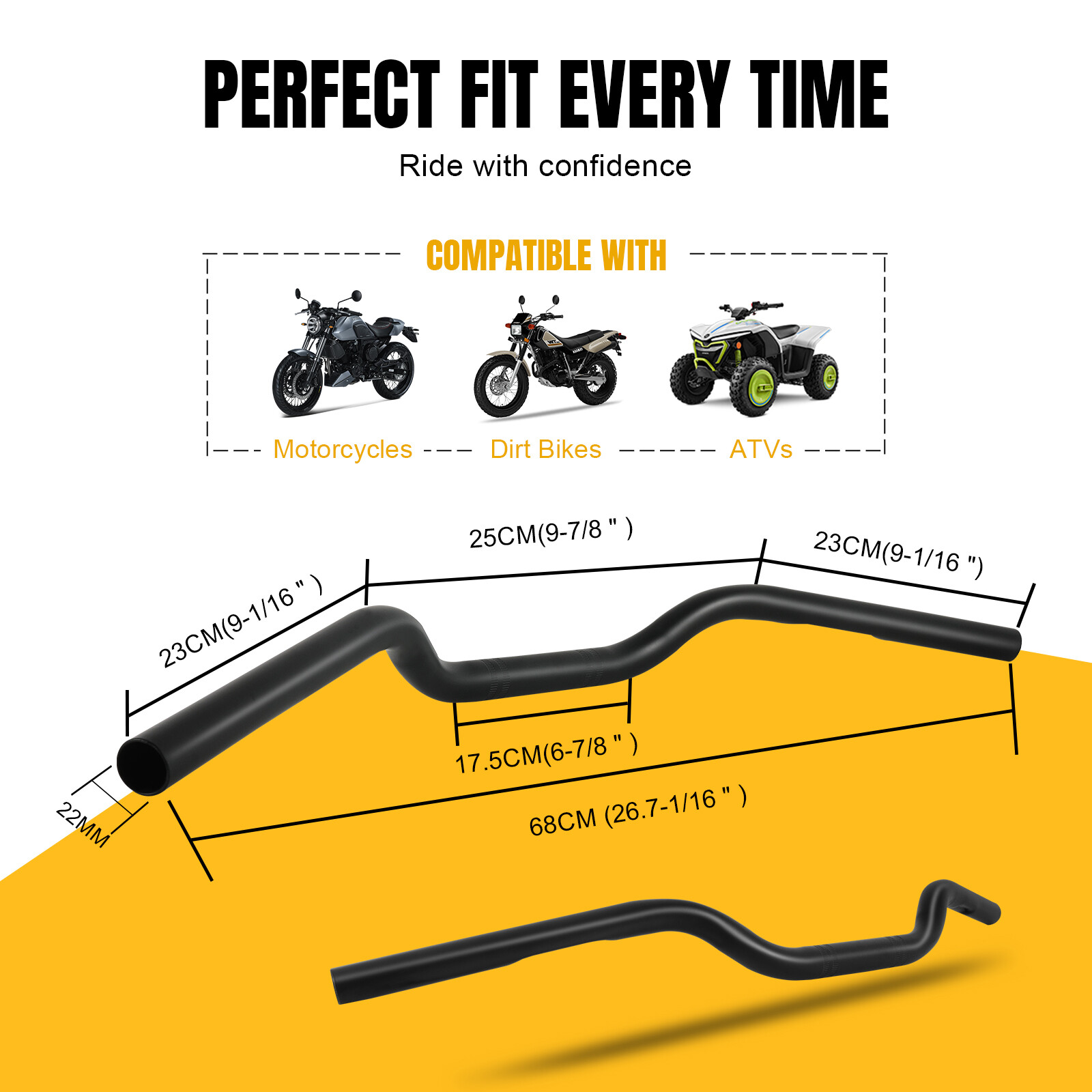 Motorcycle Handlebar Handle Bars 7/8″ 22mm Black For Kawasaki Z1000 Z750