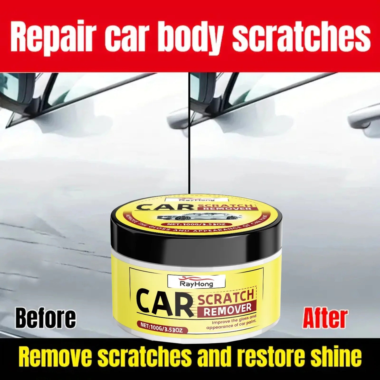 100g Scratch Remover Wax 3Min Repair /Color-Adaptive Hydro Shield UV Protection