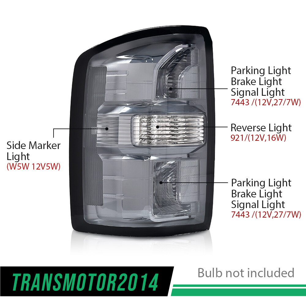 1Pair Smoked Tail Lights Brake Lamps Fit For 2014-2018 GMC Sierra 1500 2500 3500