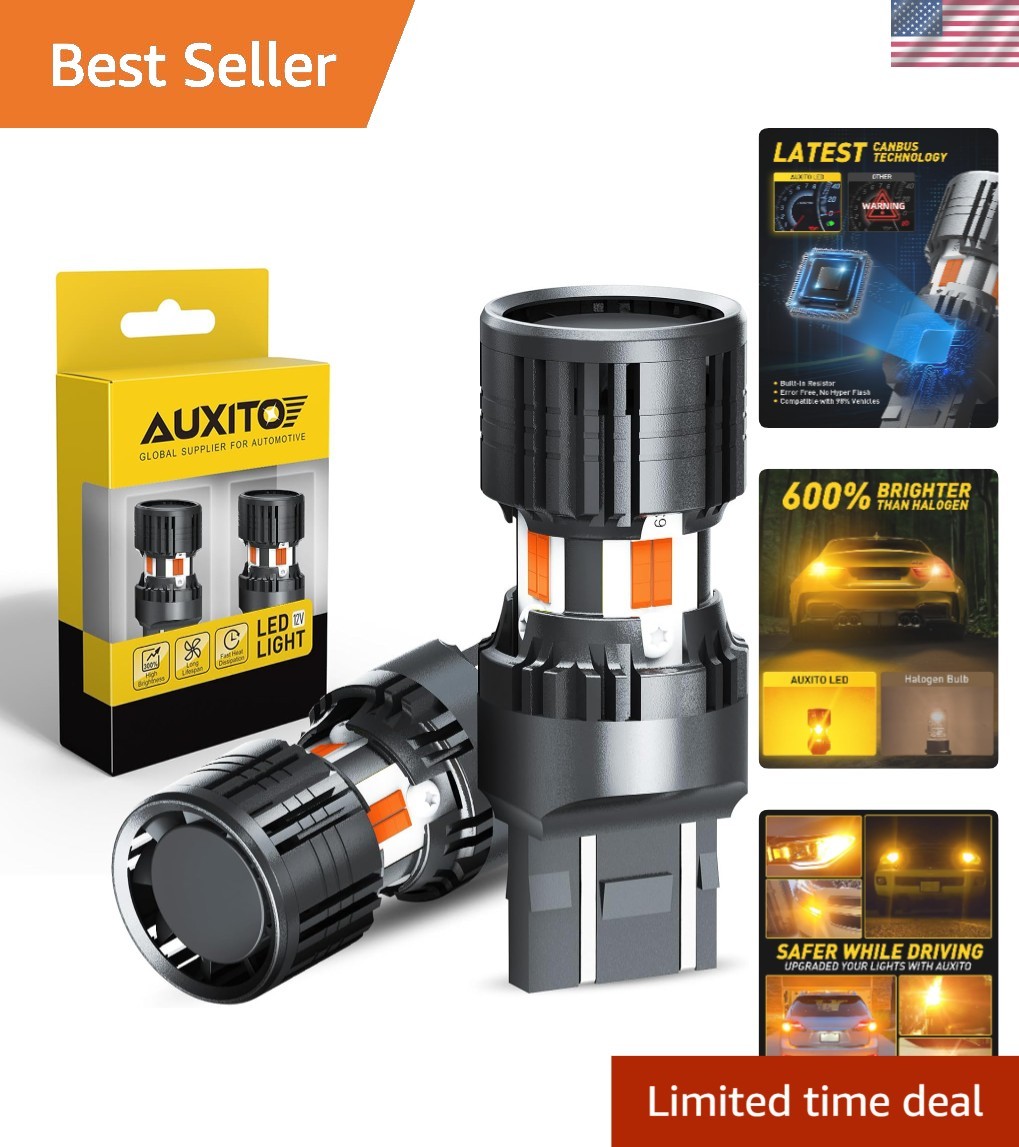 Pack of 2 CANBUS 7440/7443 Amber LED Bulbs – Anti Hyper Flash, 50,000 Hours Life