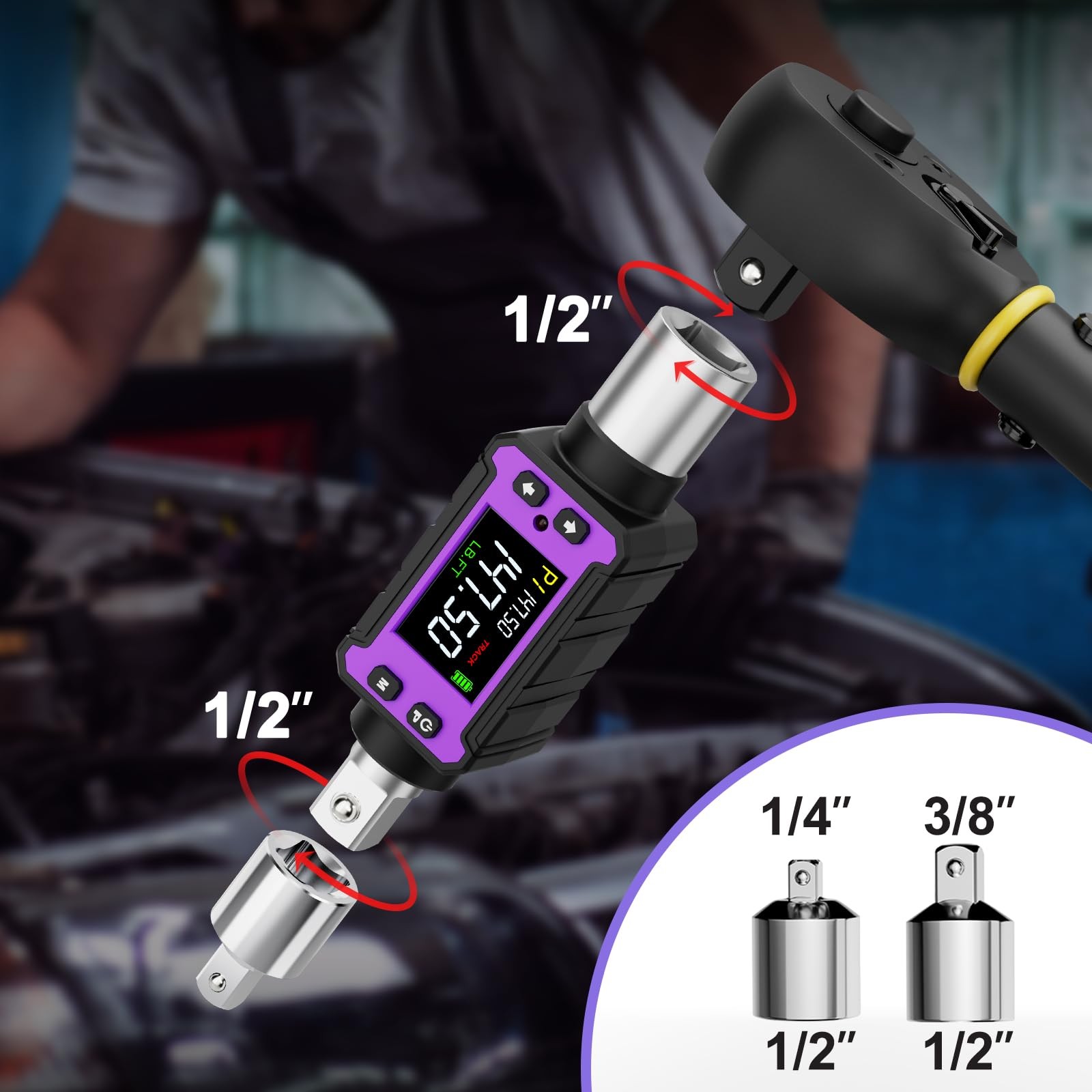 1/2″ Digital Torque Adapter 2.9-147.6 Ft.lb/4-200 Nm with LED Buzzer