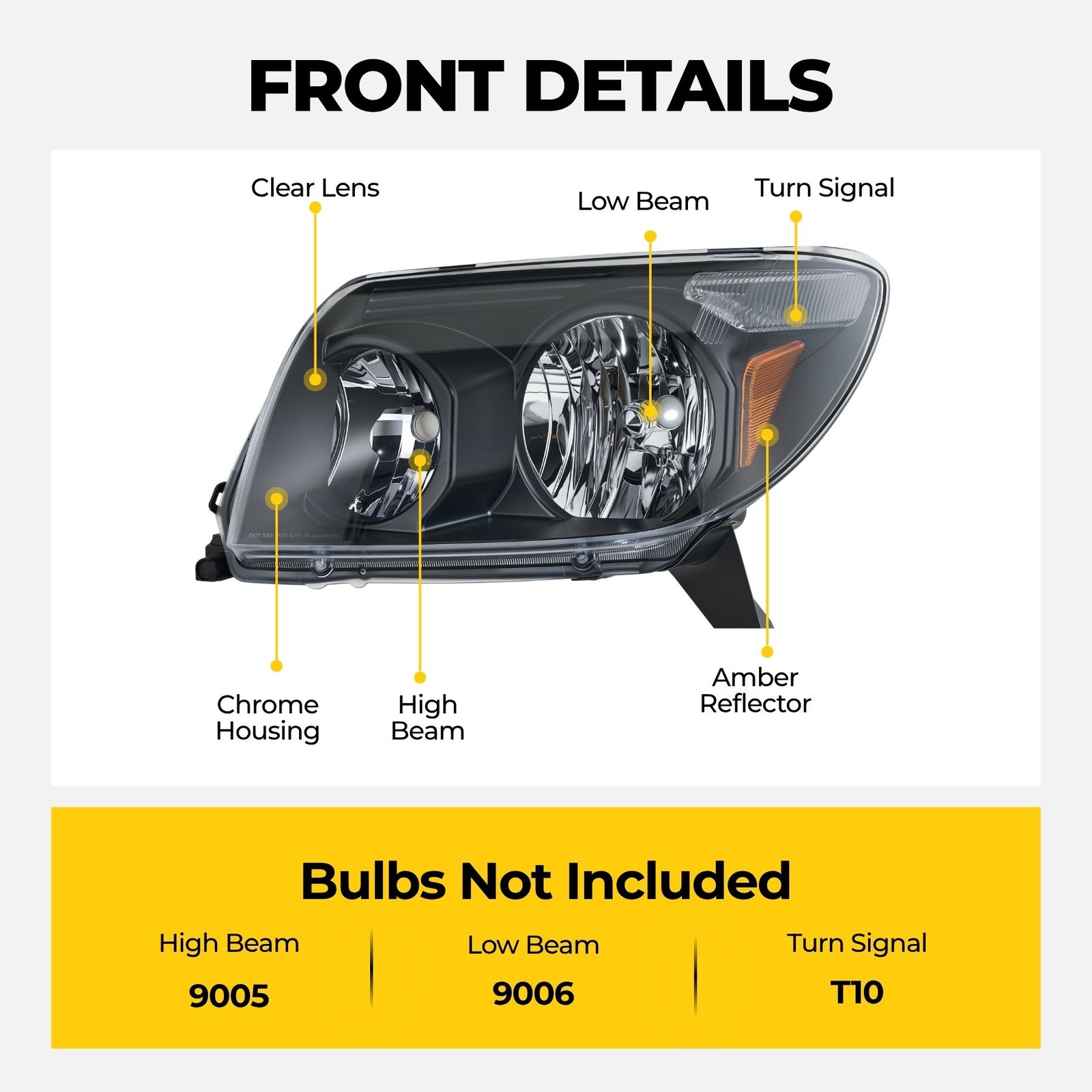 Headlight Assembly Halogen Head Lamps for 2003-2005 Toyota 4Runner L+R Black New
