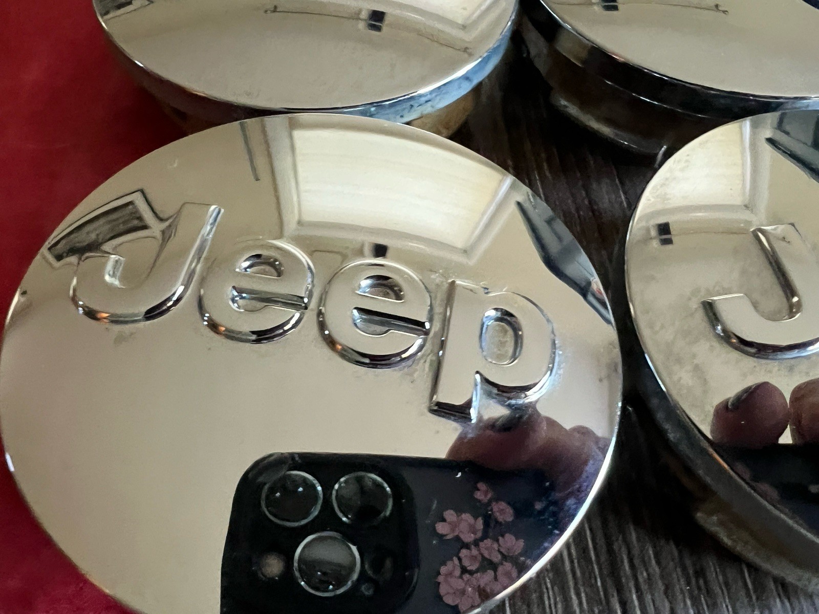 #N (Set 4) 2009-2023 Jeep Chrome Center Caps 2.5″ 1LB77TRMAB 1LB77TRMAC