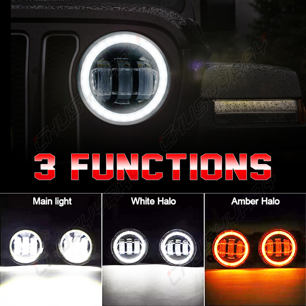 4inch Round LED Fog Lights Front Bumper For 1994-2001 Dodge RAM 1500 2500 3500